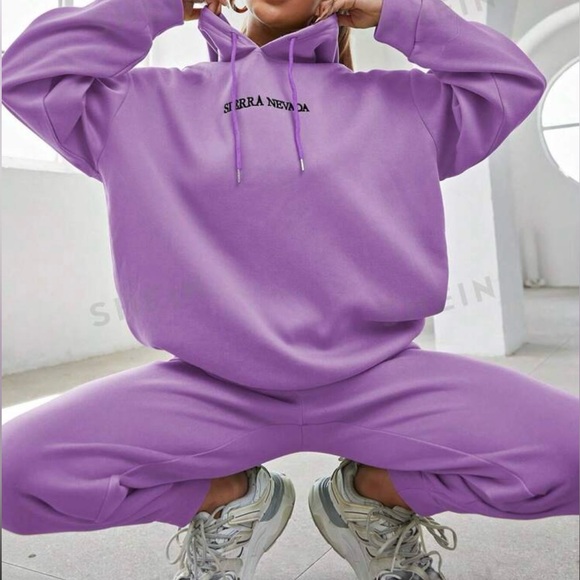 SHEIN Drop Shoulder Hoodie & Sweats Set - Picture 6 of 7